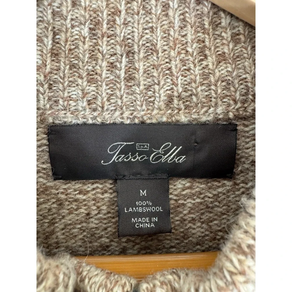 Tasso Elba Men's‎ Lambswool Brown Zip Front Sweater Cardigan Size Medium